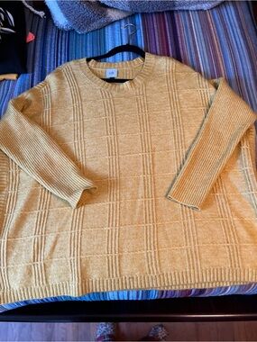 CAbi Golden Yellow Textured Crewneck Sweater